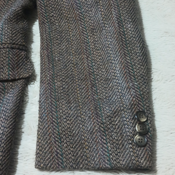 Vintage Haggar Tweed Sport Coat Mens 42R Brown Herringbone Wool Blazer Jacket - Picture 5 of 9